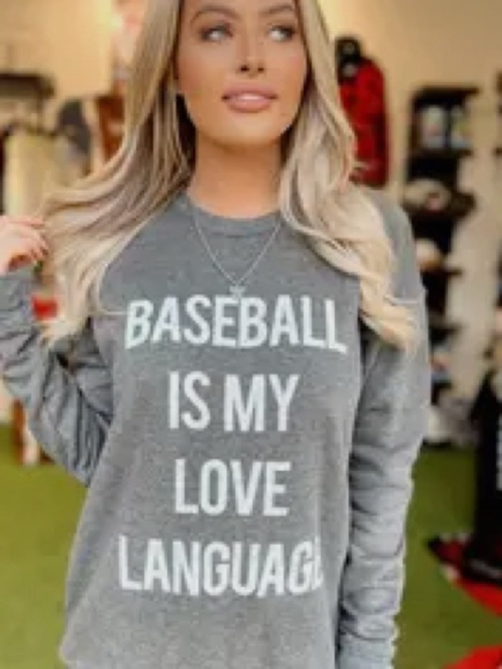 Women's Gray 'Baseball Is My Love Language' Crewneck Sweatshirt
